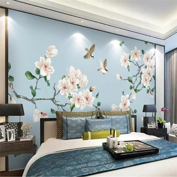 beibehang Tapet personalizat tapet mural noi Magnolie Chinezi de mână-pictat flori și păsări de fundal de perete decorativ