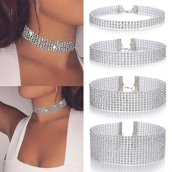 Nouă modă la Modă Cristal de Lux Coliere Colier pentru Femei Strălucitor Clavicula Lanț Multi-rânduri Fierbinte de Vânzare de Bijuterii