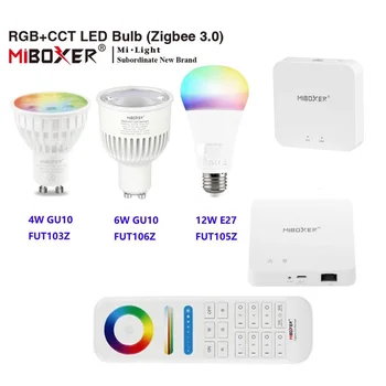 Miboxer 4W/6W/12W GU10 E27 RGB+CCT LED lumina Reflectoarelor Zigbee Bec Lumina Inteligent Estompat Lampa FUT089Z RF de la Distanță WIFI ZB-Box2 ZB-Box3