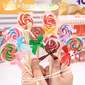 6pcs Drăguț Lollipop Pix 0.7 mm Negru Creative Fata cu Inima de Simulare Bomboane Pen Student Cadouri de Vacanță Birou Papetarie