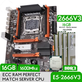 Atermiter D3 Turbo Placa de baza Combo Kit Set XEON E5 2666 V3 LGA 2011-3 CPU 4buc X 4GB =16GB 1600MHz DDR3 Memorie Ram ECC REG
