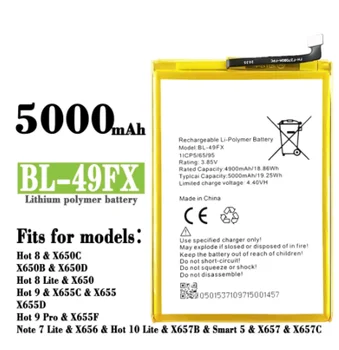 1x 5000mAh BL-49FX Baterie Pentru Infinix Hot 8 X650 X650B Fierbinte 9 X655 X656 Nota 7 Lite CD6 CD7 KD8 Smart 6 Plus x 6823 Baterii