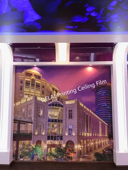 Orașul Conac noaptea de Imprimare Film Plafon cu iluminare din spate de iluminat potrivite pentru decorare perete