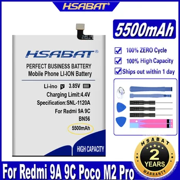 HSABAT BN56 5500mAh Baterie pentru XIAOMI Redmi 9A / 9C / Poco M2 Pro Baterii