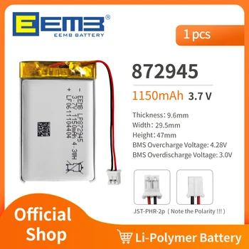 EEMB 872945 3.7 V Baterie 1100mAh baterie Reîncărcabilă Litiu-Polimer Acumulator Pentru Dashcam,Lanterna,Difuzor Bluetooth, GPS,Camera foto