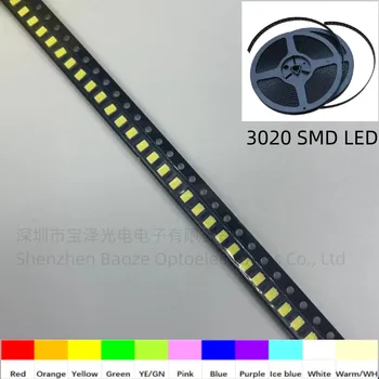 500PCS 3020 SMD LED 3.0*2.0 mm Roșu Portocaliu Galben Verde Albastru Roz Mov albastru de Gheață alb Cald alb Rece, alb Natural