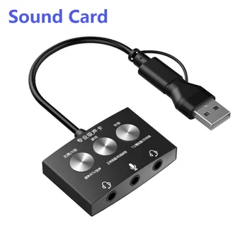 Tip C placa de Sunet USB Adaptor Plug and Play Stereo placa de Sunet Extern Convertizor cu 3.5 mm AUX Microfon Jack pentru Joc Live de Ascultare