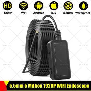 5.5 mm, 5.0 MP 1920P WIFI HD Camera Endoscop 1800mAh Șarpe Cablu Wireless de Inspecție Puncte Pentru iOS, iphone, Telefon Android Tablet