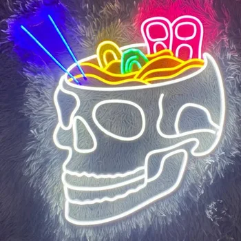 Neon Skull Culoare Lumina Led-uri Semn Zombie Creierul Neon pentru Perete Dormitor Decor Petrecere de Halloween Semne de Neon Decor