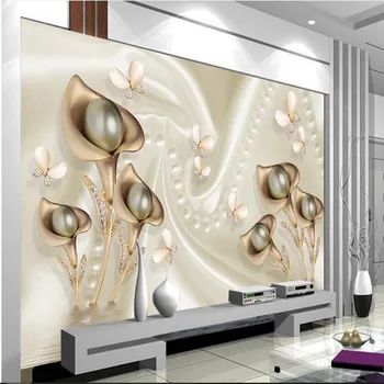 wellyu Personalizat mari fresce 3D Calla Fluture de mătase val de apă de reflecție TV context non - țesute monitorului papel de parede