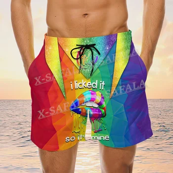 Lesbiene Curcubeu Craniu Buzele Mândru de Înot pantaloni Scurți de Vară de pe Litoral Gay Beach Shorts pentru Bărbați pantaloni Scurți de Înot Jumătate Pantaloni Scurți-6