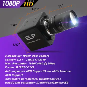 5-50mm Varifocus lentile de 2MP USB aparat de fotografiat cctv 1920*1080 CMOS OV2710 video recorder aparat de fotografiat pentru atm chioșc automate vending
