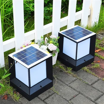TEMAR Solare Moderne Perete Exterior Cub de Lumină LED-uri Impermeabil Pilon Post de Lampa de Iluminat pentru Gradina