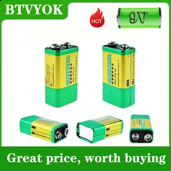 BTVYOK original 9 Volți Baterie 6F22/1604G Pătrat de Carbon Baterie pentru Laminat Alarma de Fum Microfon Multimetru Jucării etc.