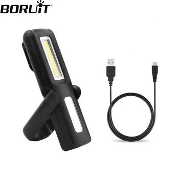BORUiT COB Lanterna LED-uri Lumina de Lucru USB Reîncărcabilă Felinar Portabil cu Magnetic Mașină Repararea de Camping Lanterna Lampa de Cort
