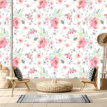 Tapet personalizat pentru Camera de zi Fete Vintage Floral Roz Floare Detașabilă Vinil Opțional Murală de Contact gazete de Perete Decor Acasă