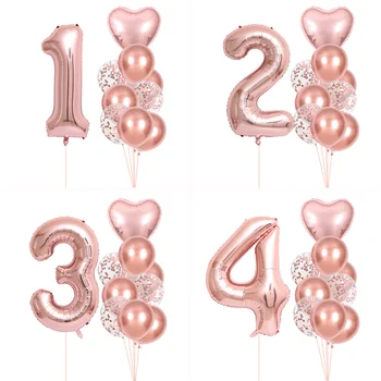 10buc la mulți ani Baloane de Aur a Crescut Numărul de Baloane 1 2 3 4 5 Fata de Ziua Accesorii de Nunta Decoratiuni Dus Copil