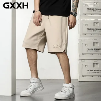 GXXH Casual de Vara pantaloni Scurți pentru Plus Dimensiune XXL-6XL pentru Bărbați Scrisoare de Relief Multicolor 63% Bumbac Drept Jogger Genunchi Lungime Pantaloni