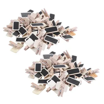 100x Mini tablă de lemn mesaj de ardezie dreptunghi clip panoul de card de memo-uri etichetă de preț de brand loc de numărul de masă