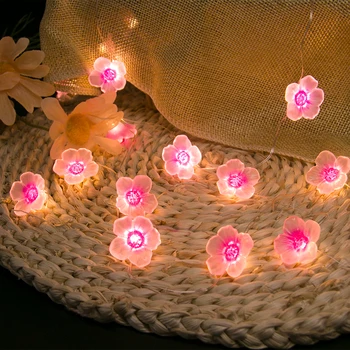 20/30LED Floare de Cires Floare String Roz Sakura beculețele de Crăciun Decorativ Lumina Alimentat de la Baterie pentru Fata dormitor