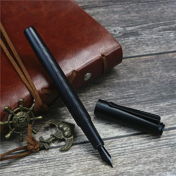 Negru mat Pădure Stilou Bine Peniță Design Clasic, cu 3,4 mm Cartușe de cerneală și Convertor de Papetărie, rechizite Școlare