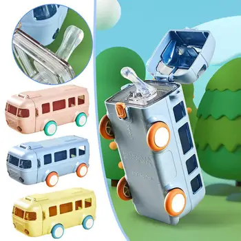 500ML Copii Paie Cana anti-Scurgere Portabil Desene animate cu Autobuzul Masina Formă de Paie Sticla de Apa Cu Curea de Umar Alimentare de Origine