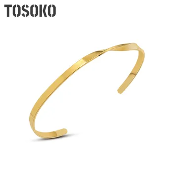 TOSOKO Bijuterii din Oțel Inoxidabil Linie poftă de mâncare Bratara pentru Femei Design Rafinat 18 K Aur Brățară BSZ222