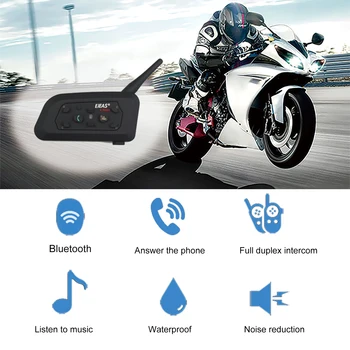 V6PRO Motocicleta Casca Bluetooth 5.0 Cască,Interfon Sistem de Comunicare Full Duplex Echitatie în Timp Real BT Intercom rezistent la apa