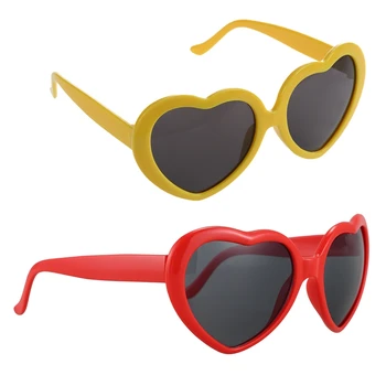 Retro Dragoste în Formă de Inimă Lolita ochelari de Soare Partid Rochie Fancy CALDE - Roșu & Summer Love Forma de Inima ochelari de Soare Galben