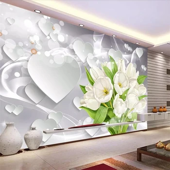 Beibehang Personalizate 3d tapet mural lalea albă buchet inima tip living fundal gazete de perete decor acasă papel de parede