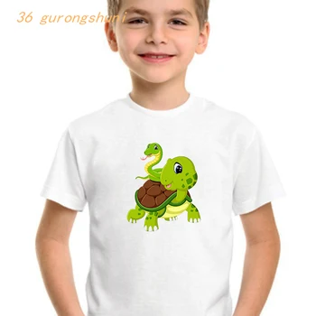 desen animat amuzant tricou pentru fete tricou fata tricouri copii haine copii baieti-haine animal șarpe, broască țestoasă grafic t shirt