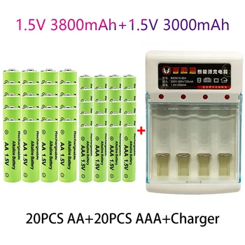 100% Original 1.5 V AA3.8Ah+AAA3.0Ah baterie Reîncărcabilă NI-MH 1.5 V baterii pentru Ceasuri de soareci calculatoare jucării atât pe+transport gratuit