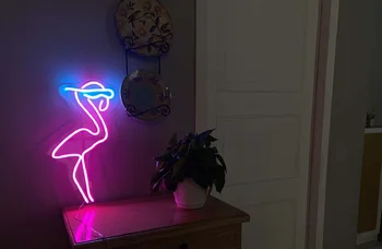 Flamingo Neon Sign USB Alimentat pentru Decor Camera, LED Lumina de Neon Estompat Lumina de Noapte pentru Copii Dormitor Arta de Perete Cadou de Ziua de nastere