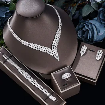 Nigeria Mireasa Zirconia Pentru Femei Petrecere de Lux din Dubai Colier Bratara Earringa Inele CZ Nunta de Cristal, Seturi de Bijuterii