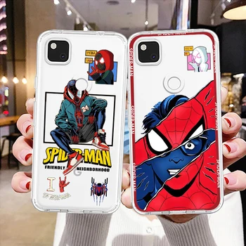 Marvel Spiderman Avengers Art Caz de Telefon Pentru Google Pixel 7 6 Pro 6A 5A 5 4 4A XL 4G 5G Capac Transparent Moale TPU FUndas Capa
